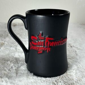 San Francisco Dungeon Souvenir Coffee Mug Black Red Raised Lettering 2014